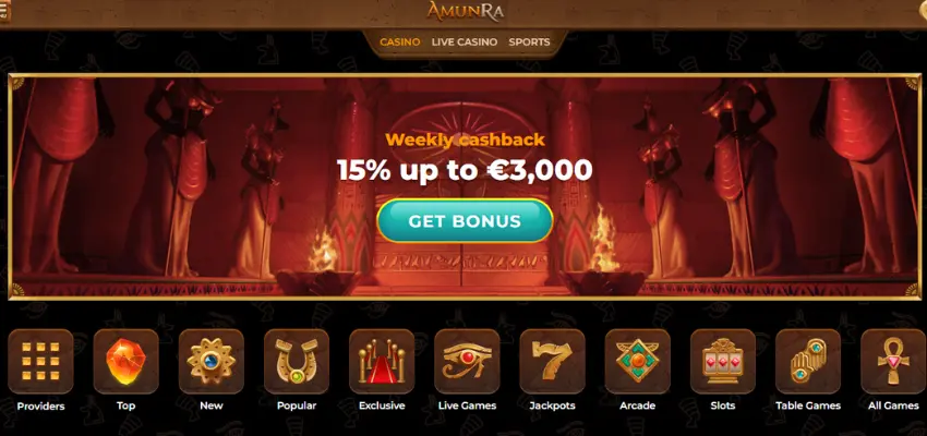 Features of the AmunRa casino